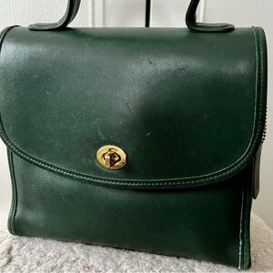Vintage Coach Green Leather Handbag